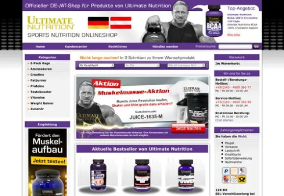 Bild: Neuer Ultimate Nutrition Onlineshop für Deutschland und Österreich