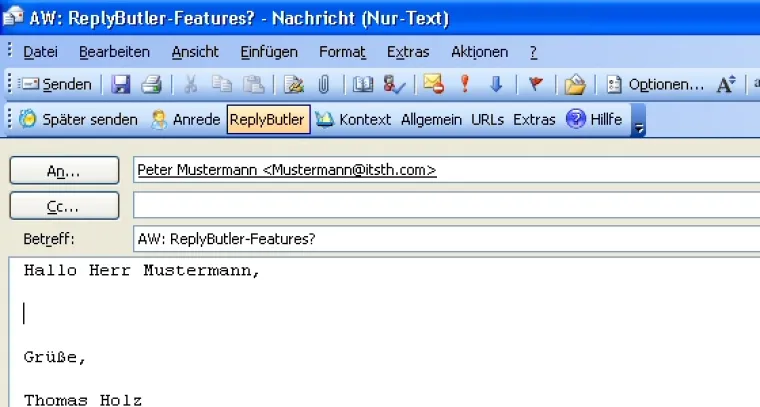 Bild: ReplyButler – Neues Outlook Plugin für bequemeres E-Mail schreiben