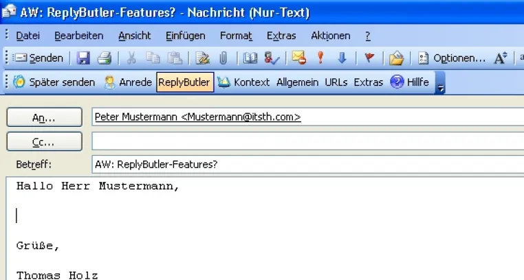 ReplyButler – Neues Outlook Plugin für bequemeres E-Mail schreiben Bild: ReplyButler – Neues Outlook Plugin für bequemeres E-Mail schreiben