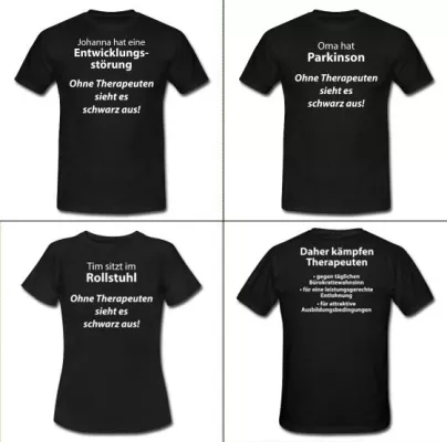 Bund vereinter Therapeuten e.V. : T-Shirt-Aktion 'Ohne Therapeuten sieht es schwarz aus' Bild: Bund vereinter Therapeuten e.V. : T-Shirt-Aktion 'Ohne Therapeuten sieht es schwarz aus'