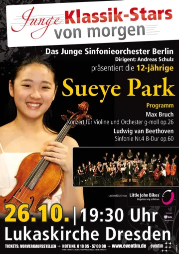 Bild: 12-jährige Geigerin Sueye Park in der Lukaskirche Dresden