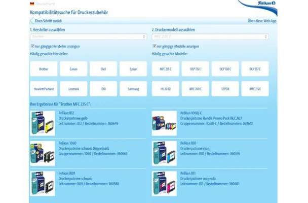 Bild: Neu: Pelikans mobile Kompasuche für Druckerzubehör