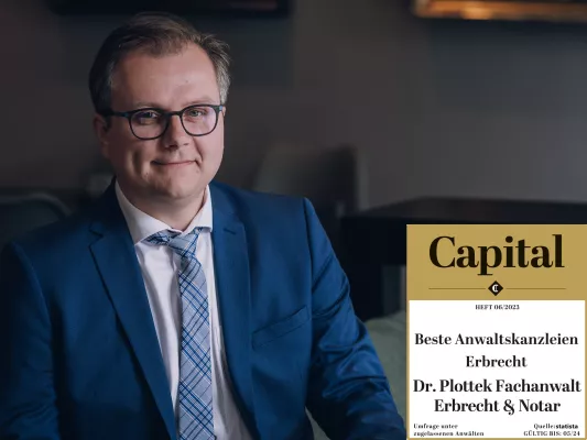 Bild: Kanzlei Dr. Plottek erneut in die Bestenliste deutscher Anwaltskanzleien gewählt