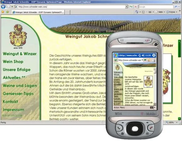 Bild: “Screensize on demand” mit dem Content Management System DOP3
