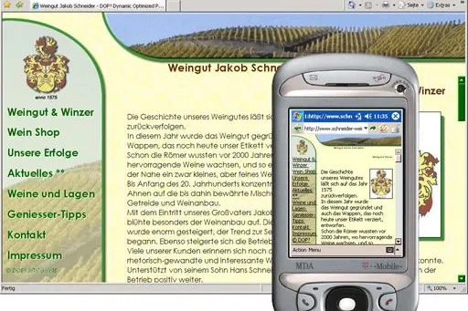 Bild: “Screensize on demand” mit dem Content Management System DOP3