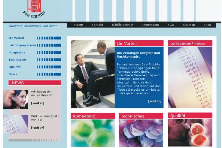 Bild: Druckerei F&W Schmidt oHG, Website der Woche bei der Fachzeitschrift Deutscher Drucker
