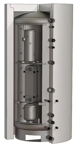Weltneuheit: Kombispeicher mit integrierter Wärmepumpe Bild: Weltneuheit: Kombispeicher mit integrierter Wärmepumpe