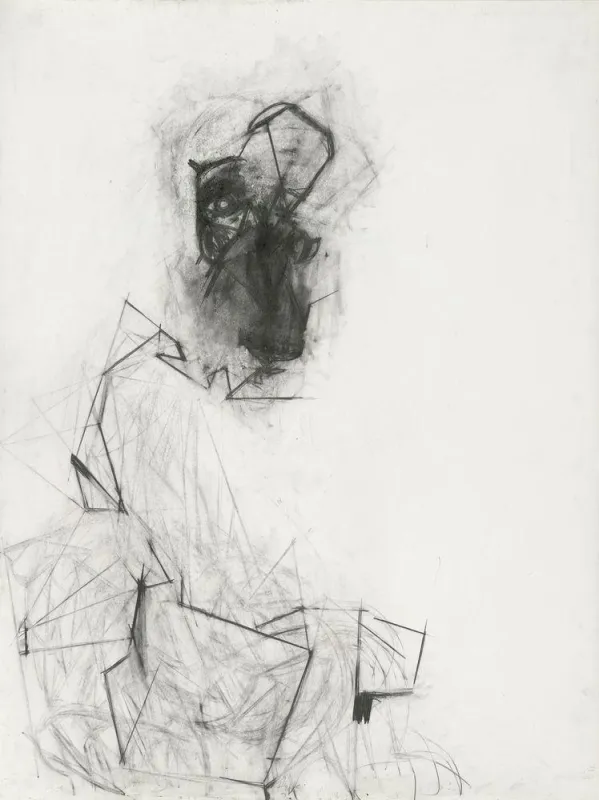Figur (schwarzer Kopf) . Elke Hopfe . Zeichnung . 1000 x 750
