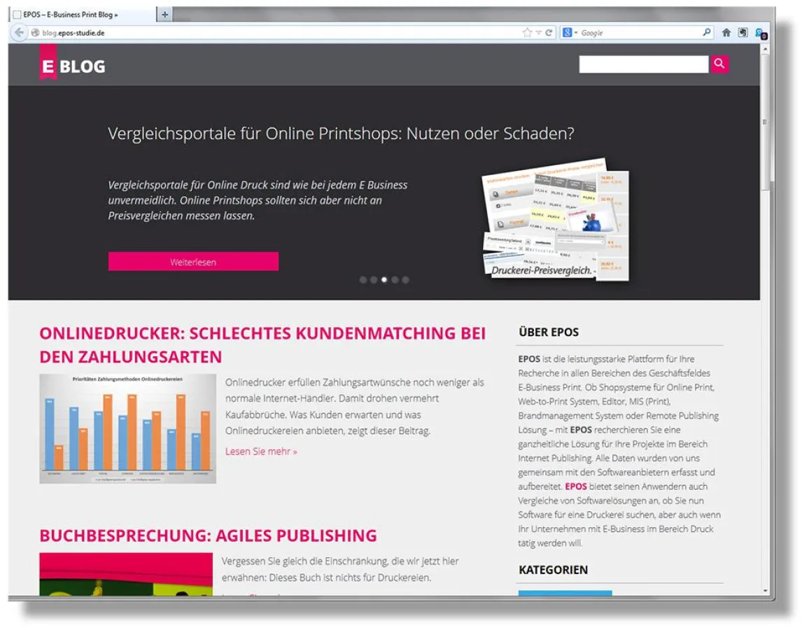 Das erste deutschsprachige Themenblog zu E-Business Print ist online.