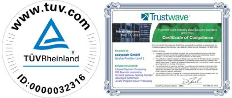 Bild: Datenschutz mit Auszeichnung: easycash erhält erneut PCI DSS Compliance und TÜV Siegel "Geprüfter Datenschutz"