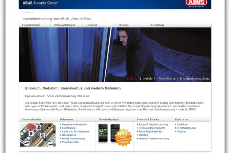 Neue ABUS Website verschafft Durchblick in der Videoüberwachung Bild: Neue ABUS Website verschafft Durchblick in der Videoüberwachung