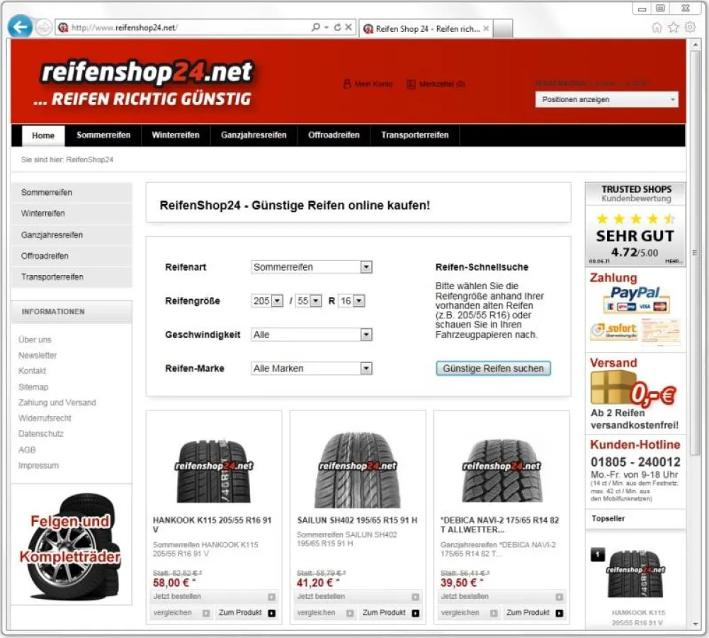 Der neue Online-Auftritt von Reifenshop24