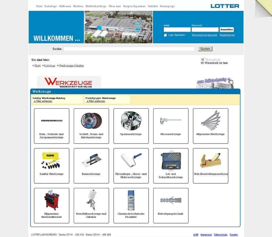 Der neue Werkzeug-Shop der Gebr. Lotter KG basiert auf Sellsite.