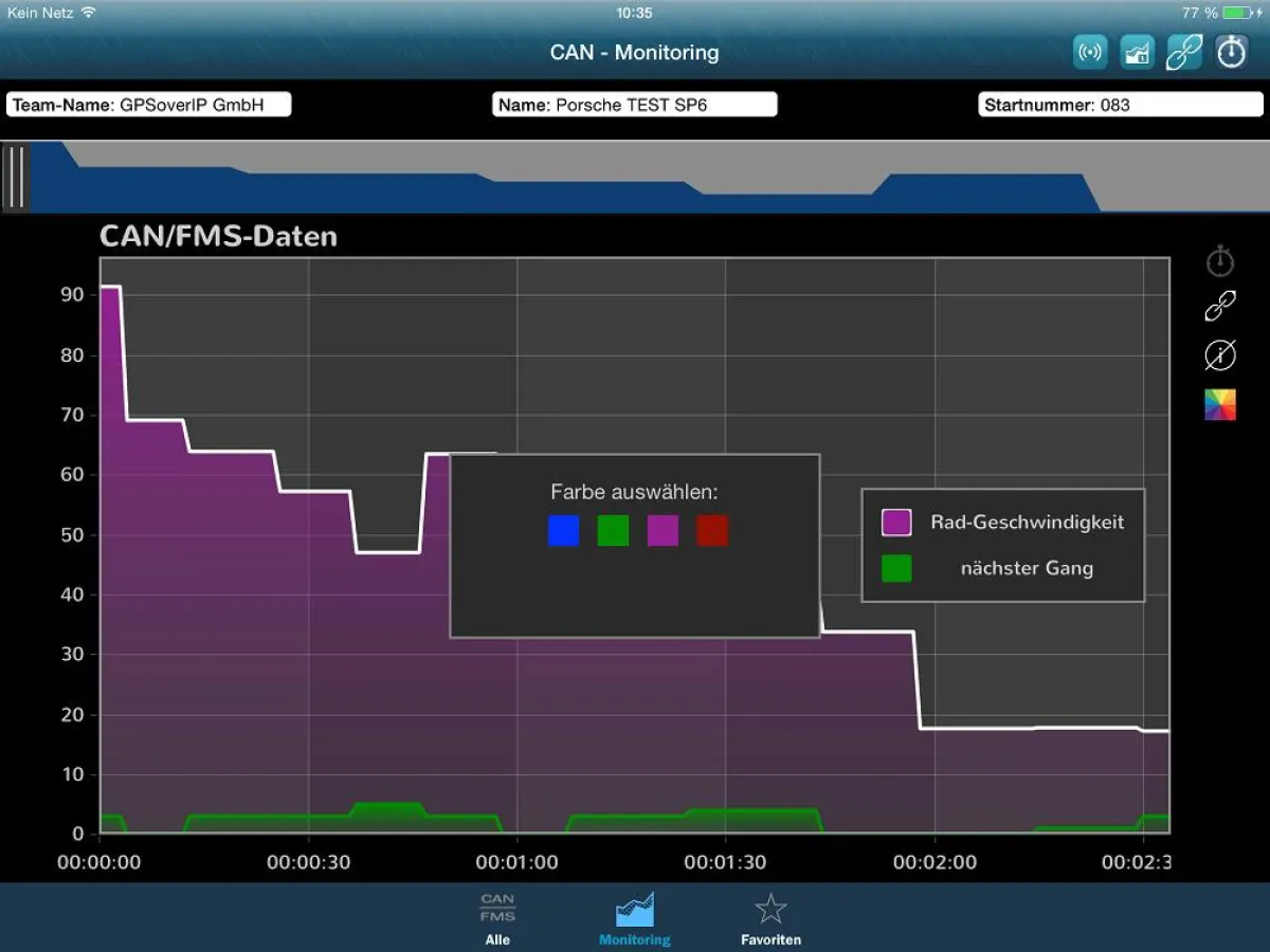 Screenshot aus der Racing App der GPSoverIP GmbH. Bild: GPSoverIP