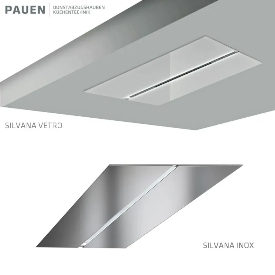 Deckenlüfter SILVANA VETRO (Glas weiss) und SILVANA INOX (Edelstahl)(