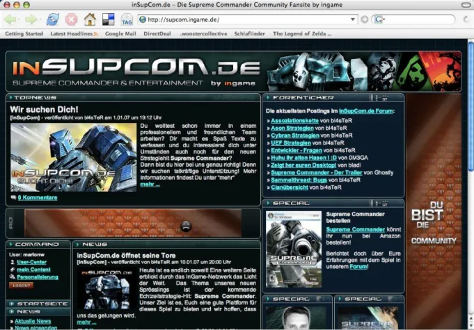 Bild: ingame startet eigene Communityseite inSupCom.de zu Supreme Commander