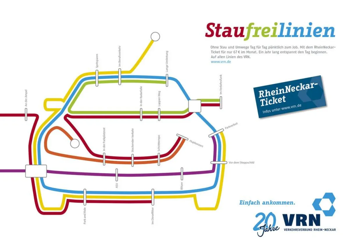 Staufreilinien: Ein neues Motiv der Imagekampagne des VRN.