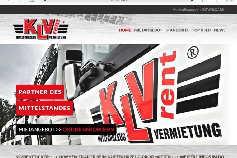Neue Internetpräsenz der KLVrent® Nutzfahrzeugvermietung Bild: Neue Internetpräsenz der KLVrent® Nutzfahrzeugvermietung