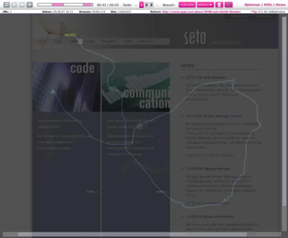 Bild: Der Mouse-Tracking-Dienst m-pathy zeigt das Verhalten von Internetnutzern