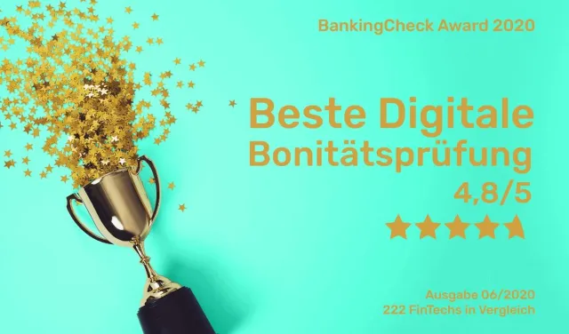 Bild: bonify als „Beste Digitale Bonitätsprüfung 2020” ausgezeichnet