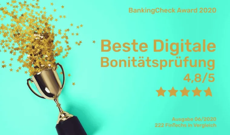 Bild: bonify als „Beste Digitale Bonitätsprüfung 2020” ausgezeichnet