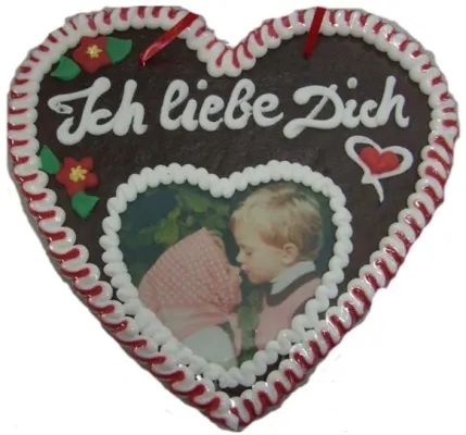Bild: Zum Valentinstag zuckersüße Lebkuchenherz-Grüße mit handgeschriebener Grußkarte