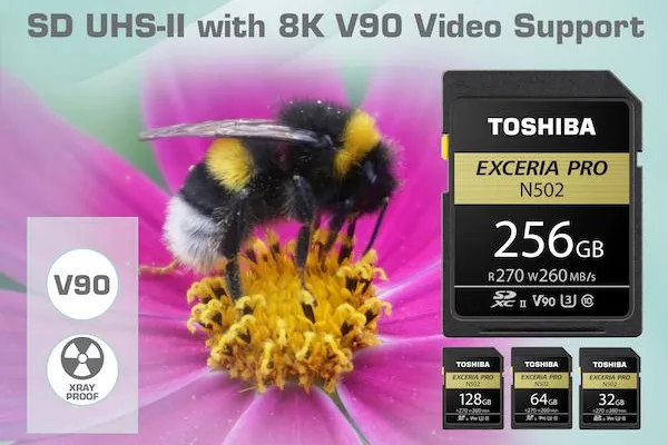 Toshiba Memory Europe kündigt mit der N502 UHS-II EXCERIA PRO neue SD-Karten mit 270MB/s an Bild: Toshiba Memory Europe kündigt mit der N502 UHS-II EXCERIA PRO neue SD-Karten mit 270MB/s an