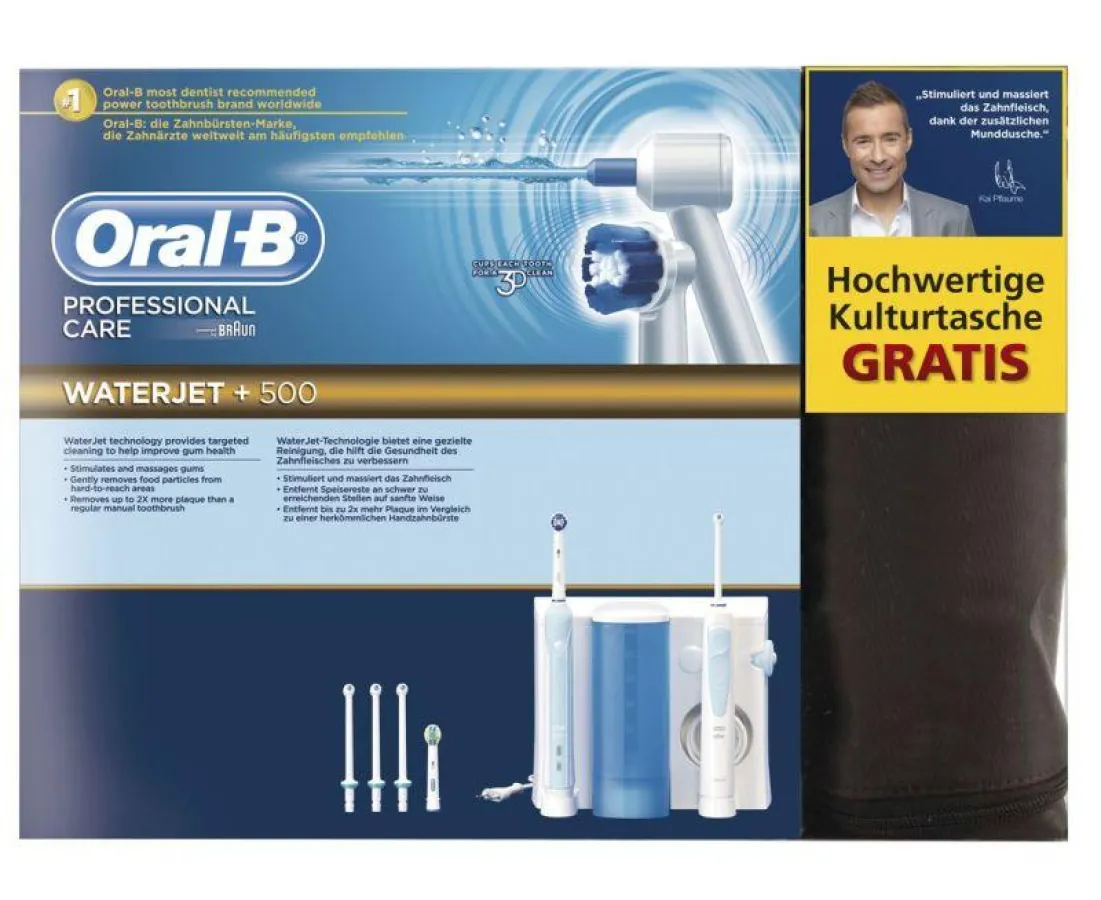 Oral-B Professional Care 500 mit Waterjet Munddusche und einer Gratis-Kulturtasche als limitierte Sonderedition