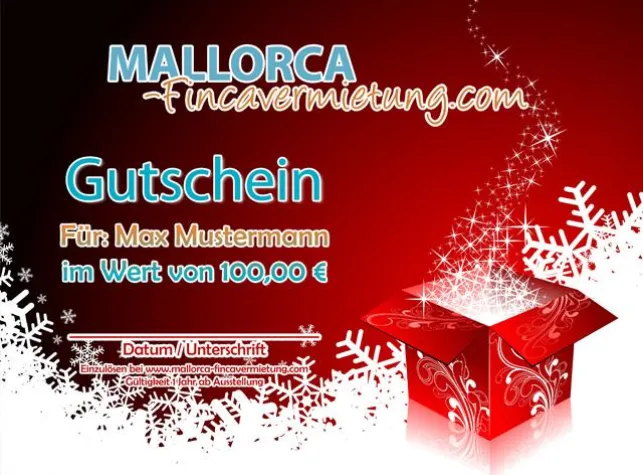 Bild: Weihnachts-Gutschein für den Finca Mallorca Urlaub mit 30 % Rabatt