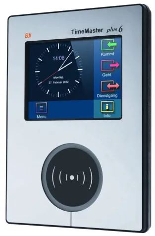 Neues Terminal „plus 6“ mit LAN-Anschluss (PoE) und Auslesen per USB-Stick zur Zeiterfassung ELV-TimeMaster Bild: Neues Terminal „plus 6“ mit LAN-Anschluss (PoE) und Auslesen per USB-Stick zur Zeiterfassung ELV-TimeMaster