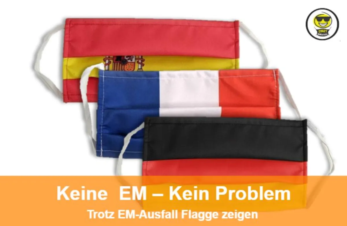 Auf dem Bild zu sehen sind (von hinten nach vorne) Masken für Spanien, Frankreich und Deutschland