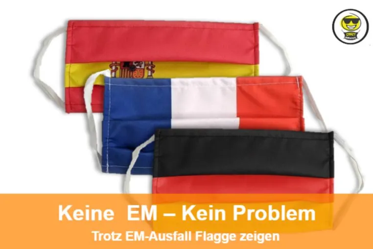 Bild: Schutzmasken mit Länderflagge zeigen Nationalstolz