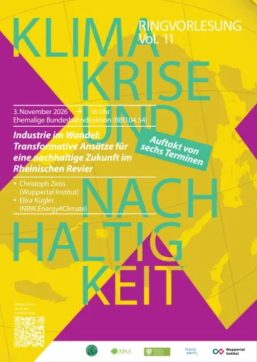 Ringvorlesung „Klimakrise und Nachhaltigkeit“ lädt ein, über die nachhaltige Zukunft im Rheinischen zu diskutieren Bild: Ringvorlesung „Klimakrise und Nachhaltigkeit“ lädt ein, über die nachhaltige Zukunft im Rheinischen zu diskutieren