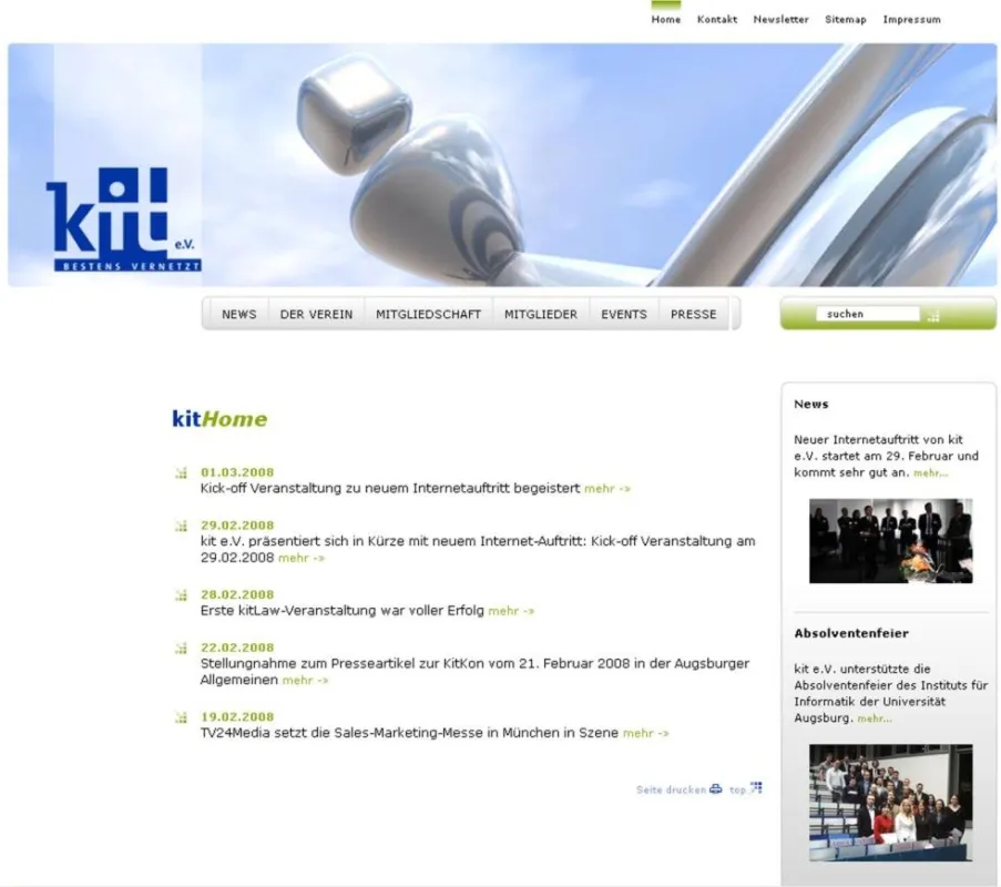 Klar strukturiert, übersichtlich und benutzerfreundlich ist die neue Website des kit e.V.
