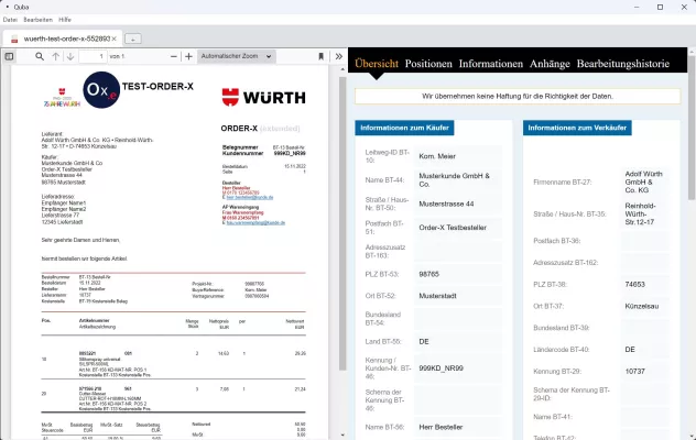 Bild: Open-Source E-Rechnungsviewer "Quba" unterstützt jetzt auch Bestellungen