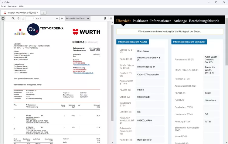 Bild: Open-Source E-Rechnungsviewer "Quba" unterstützt jetzt auch Bestellungen