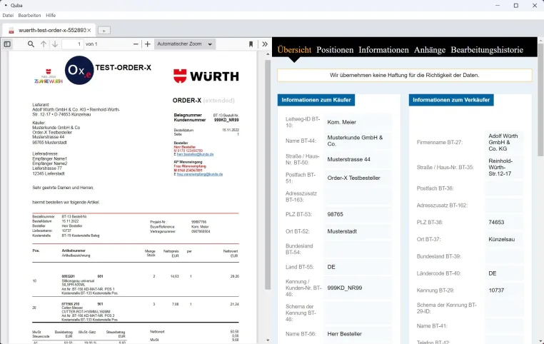 Open-Source E-Rechnungsviewer "Quba" unterstützt jetzt auch Bestellungen Bild: Open-Source E-Rechnungsviewer "Quba" unterstützt jetzt auch Bestellungen