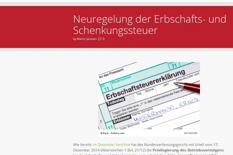 Expertenzentrum für Generationswechsel erklärt bevorstehende Reform der Erbschaftssteuer Bild: Expertenzentrum für Generationswechsel erklärt bevorstehende Reform der Erbschaftssteuer