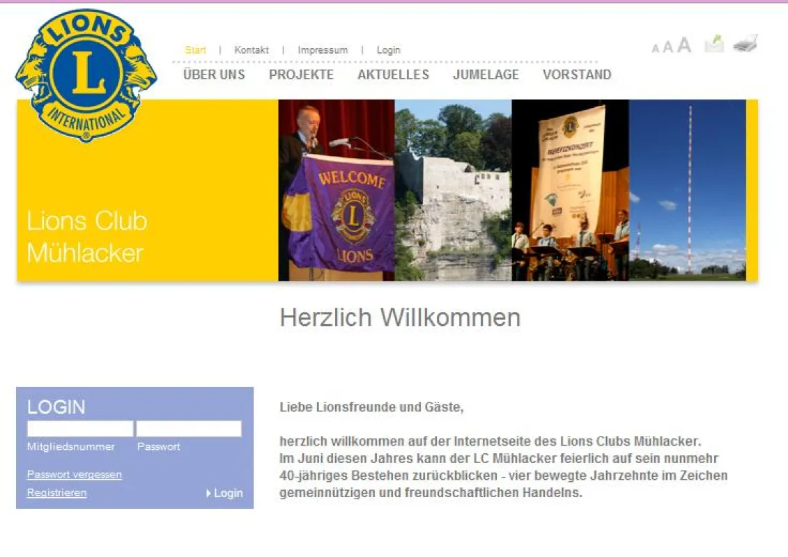 Webseite des Lions Club Mühlacker