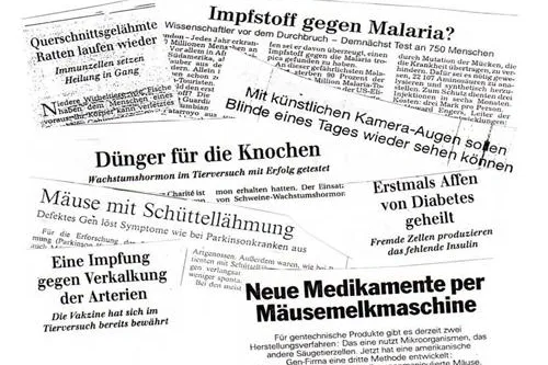 Studie: Heilsversprechungen der tierexperimentellen Forschung Bild: Studie: Heilsversprechungen der tierexperimentellen Forschung