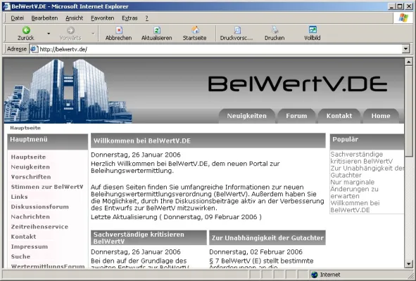 Zentrales Internet-Portal zur BelWertV eröffnet Bild: Zentrales Internet-Portal zur BelWertV eröffnet