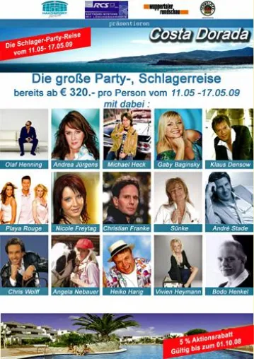 Schlagerpartyreise 2009 - Der andere Urlaub Bild: Schlagerpartyreise 2009 - Der andere Urlaub