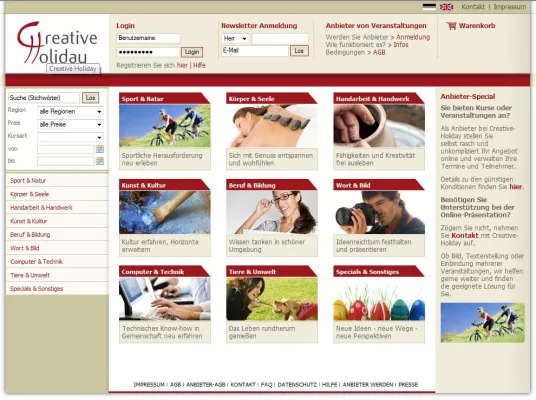 Neues Kurs- und Veranstaltungsportal creative-holiday.de für die Erholung für Zwischendurch Bild: Neues Kurs- und Veranstaltungsportal creative-holiday.de für die Erholung für Zwischendurch