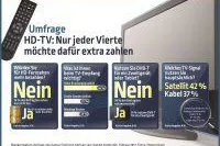 Umfrage: Nur jeder Vierte möchte für HD-TV extra zahlen! Bild: Umfrage: Nur jeder Vierte möchte für HD-TV extra zahlen!