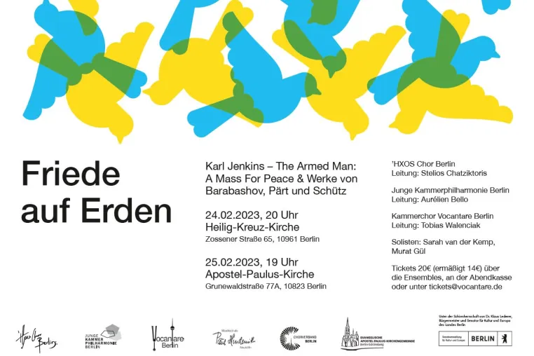 Friede auf Erden - Gemeinsames Konzert von Kammerchor Vocantare, ‘HXOS-Chor und Junger Kammerphilharmonie Bild: Friede auf Erden - Gemeinsames Konzert von Kammerchor Vocantare, ‘HXOS-Chor und Junger Kammerphilharmonie