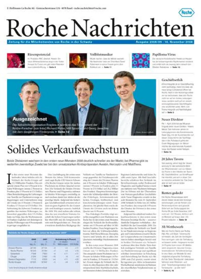 Die Mitarbeiterzeitung Roche Nachrichten.