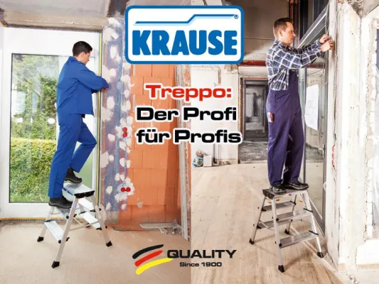 Bild: „KRAUSE Treppo“ – der sichere Profi-Tritt mit der komfortablen Einhandbedienung