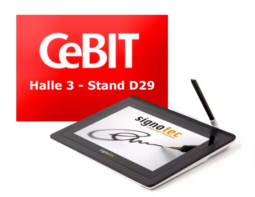 Bild: CeBIT 2017: Unterschriften-Pad Delta von signotec zeigt PDF-Dokumente in Originalbreite an
