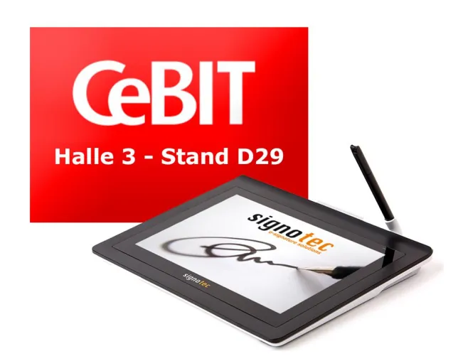 Bild: CeBIT 2017: Unterschriften-Pad Delta von signotec zeigt PDF-Dokumente in Originalbreite an