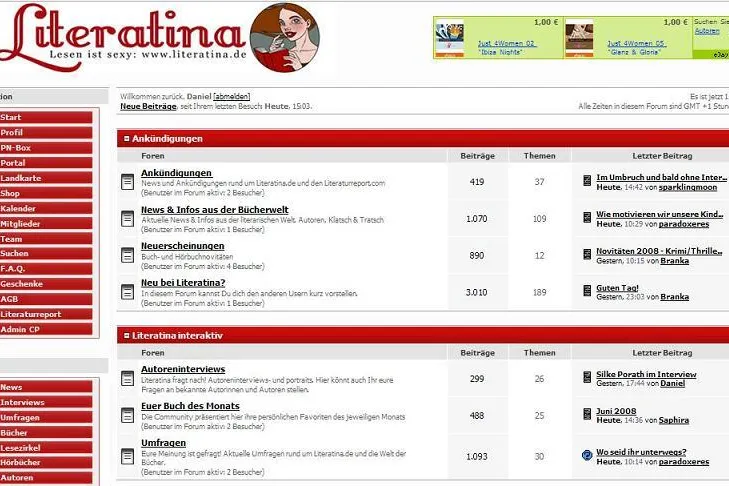 Bücherforum Literatina vernetzt Leser Bild: Bücherforum Literatina vernetzt Leser